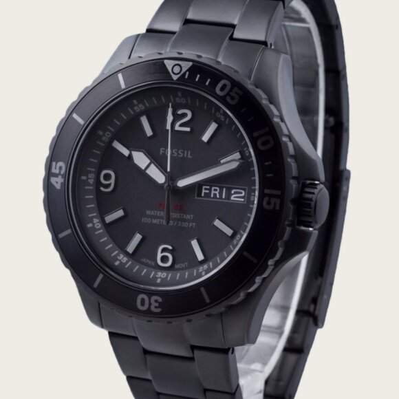 Fossil FS5688 FB-02 Three-Hand Date Black Stainless Steel Men's Watch - Picture 2 of 5